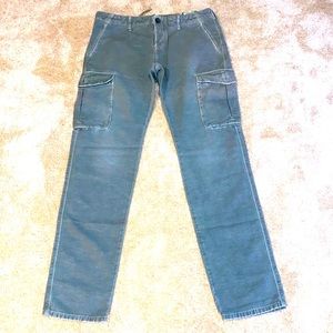 Siviglia White Handmade Designer Cotton/Linen Blend Cargo Pants. New Condition.